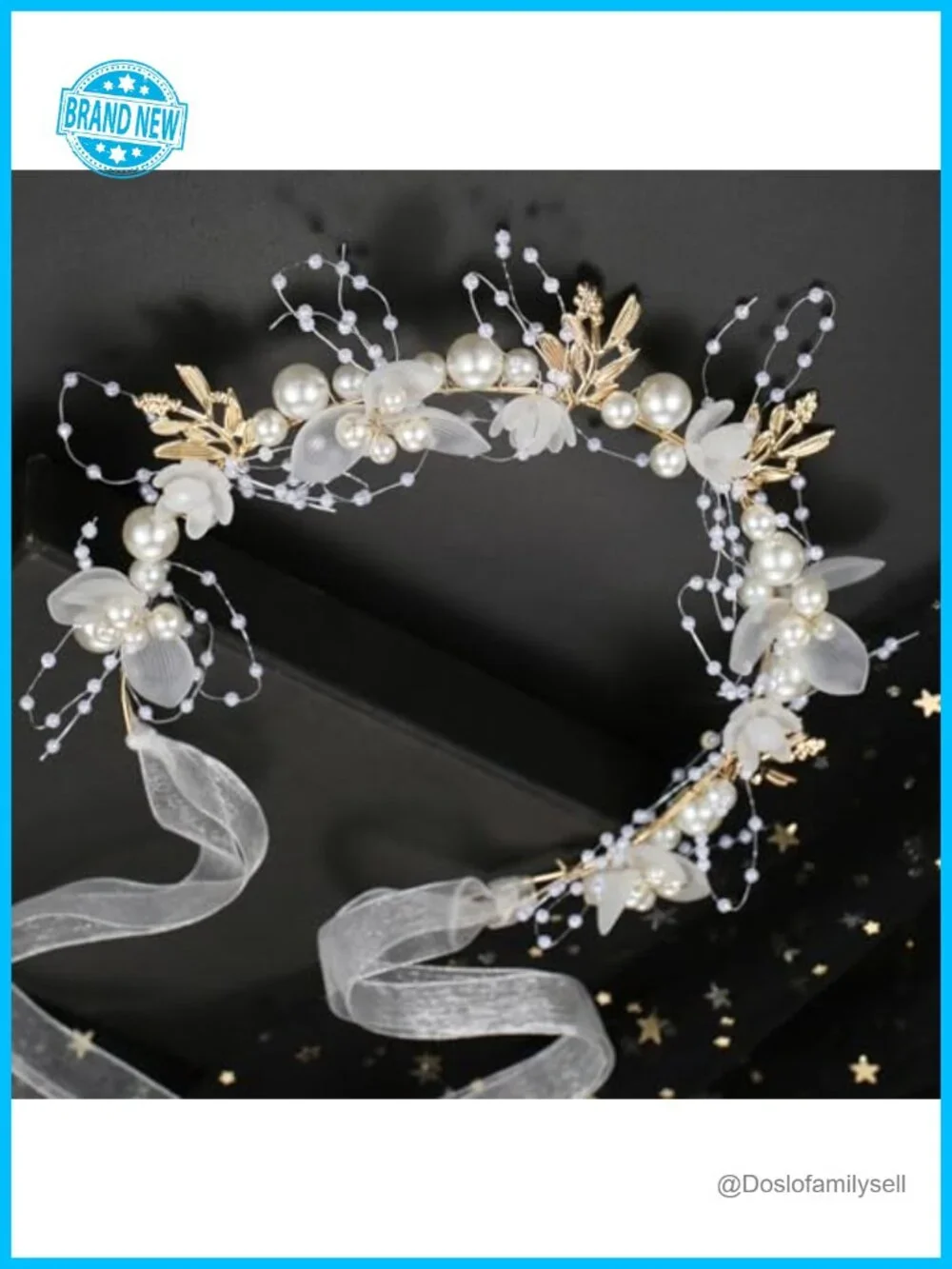 Pearl Rhinestone Flower Girl Princess Headpiece Adjustable Wedding Hair Band